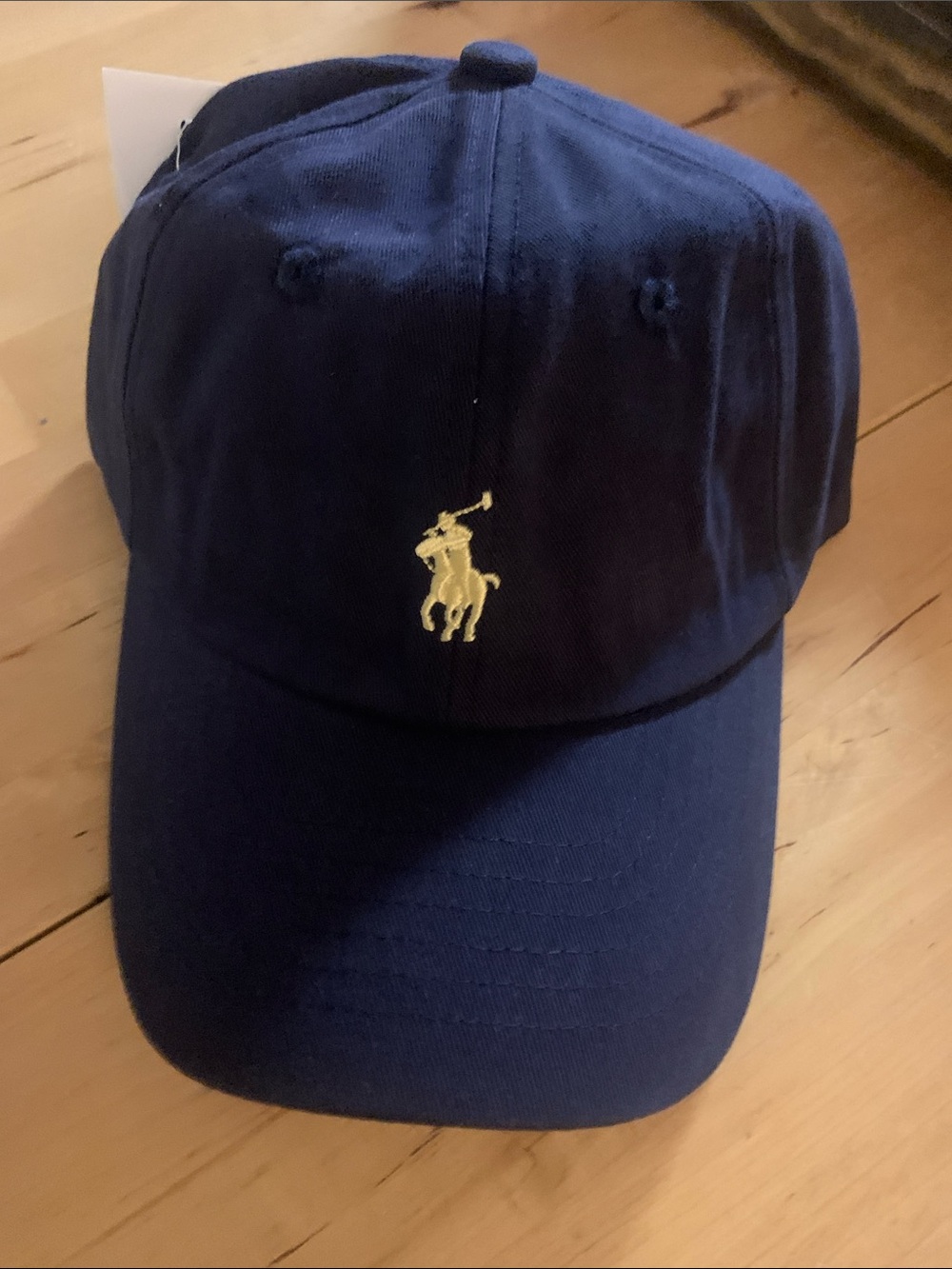 Ralph Lauren Navy Cap with Yellow POLO Embroidery
